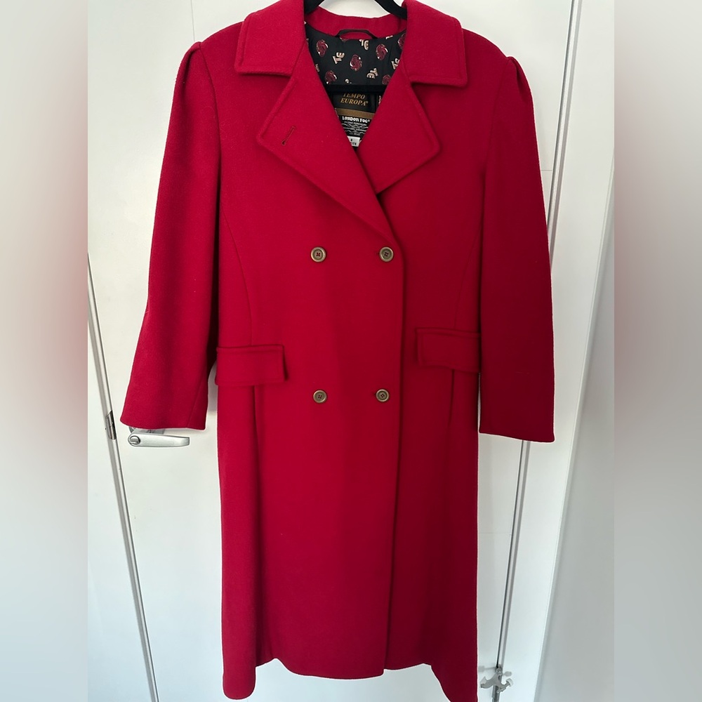 ✨ RARE! Vintage Tempo Europa by London Fog Red Wool Coat – 1990s
